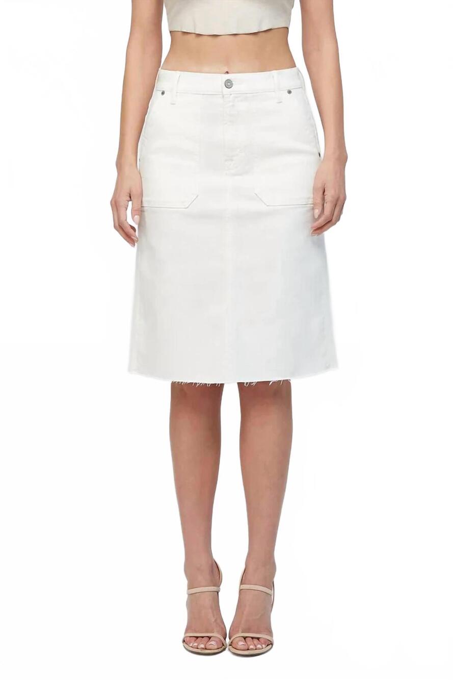 NEW HIDDEN high waist denim skirt with front pockets in white
